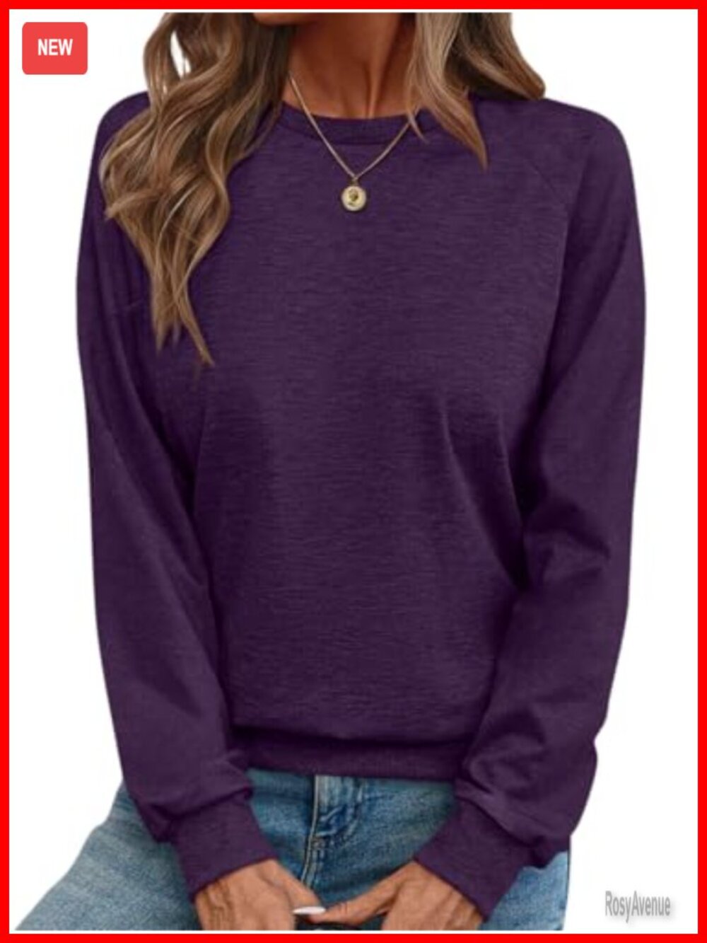 Women's Crewneck Sweatshirt Lightweight Raglan Sleeve Tunic Top Loose Fit